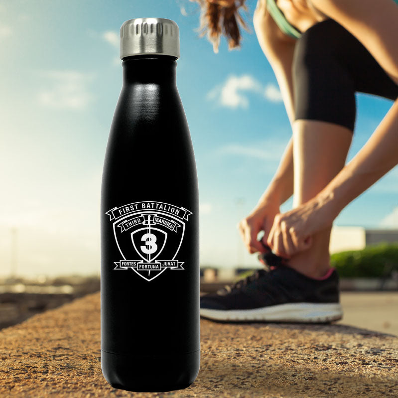 1st Bn 3rd Marines logo water bottle, 1st Bn 3rd Marines hydroflask, 1st Battalion 3d Marines USMC, Marine Corp gift ideas, USMC Gifts for women flask