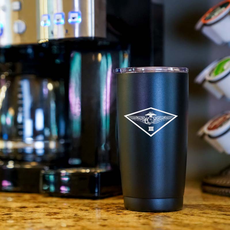 3rd Marine Aircraft Wing USMC Unit Logo tumbler, 3rd MAW USMC coffee cup, 3rd MAW Marines USMC, Marine Corp gift ideas, USMC Gifts for women or men