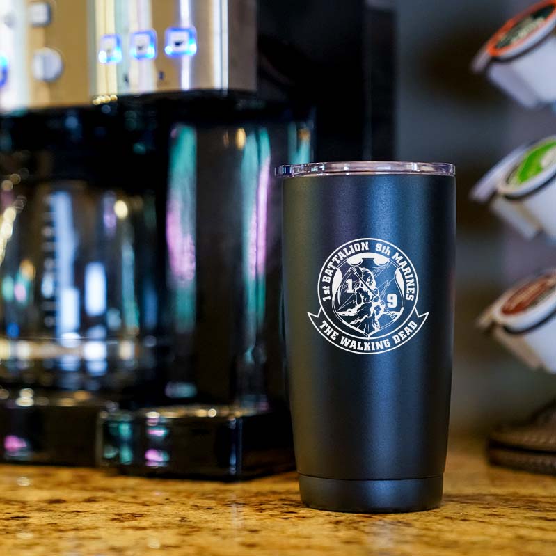 1st Battalion 9th Marines USMC Unit Logo tumbler, 1st Battalion 9th Marines (1/9 USMC Unit) coffee cup, 1st Battalion 9th Marines USMC, Marine Corp gift ideas, USMC Gifts for women or men- 20 Oz