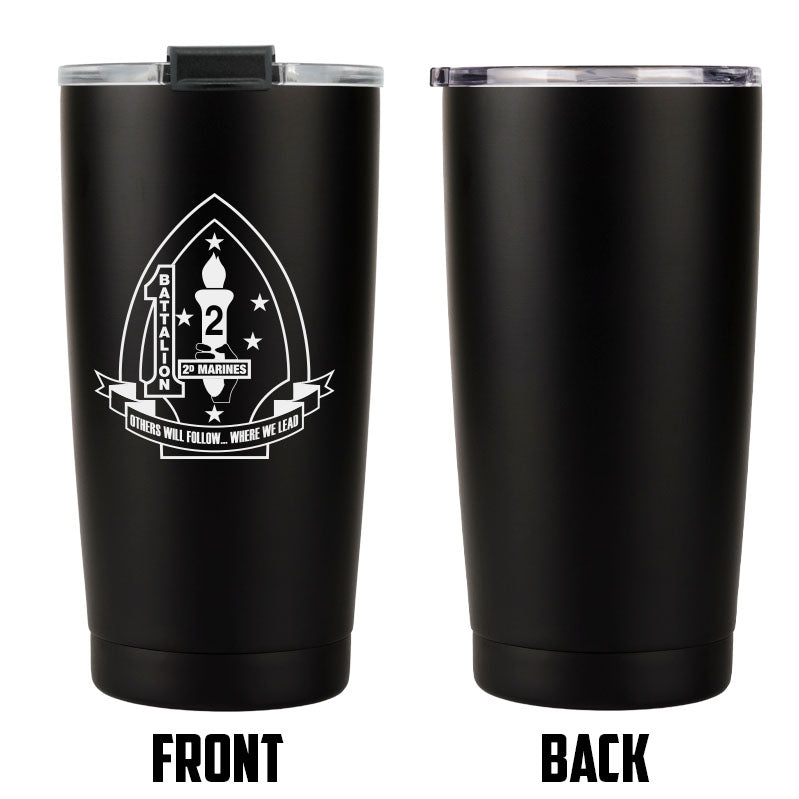 1st Battalion 2nd Marines USMC Unit Logo tumbler, 1st Battalion 2nd Marines (1/2) USMC Unit) coffee cup, 1st Battalion 2d Marines USMC, Marine Corp gift ideas, USMC Gifts for women or men- 20 Oz