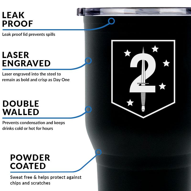 2nd MSOB USMC Unit logo tumbler, 2nd Marine Special Forces coffee cup, 2nd MSOB USMC, Marine Corp gift ideas, USMC Gifts for women