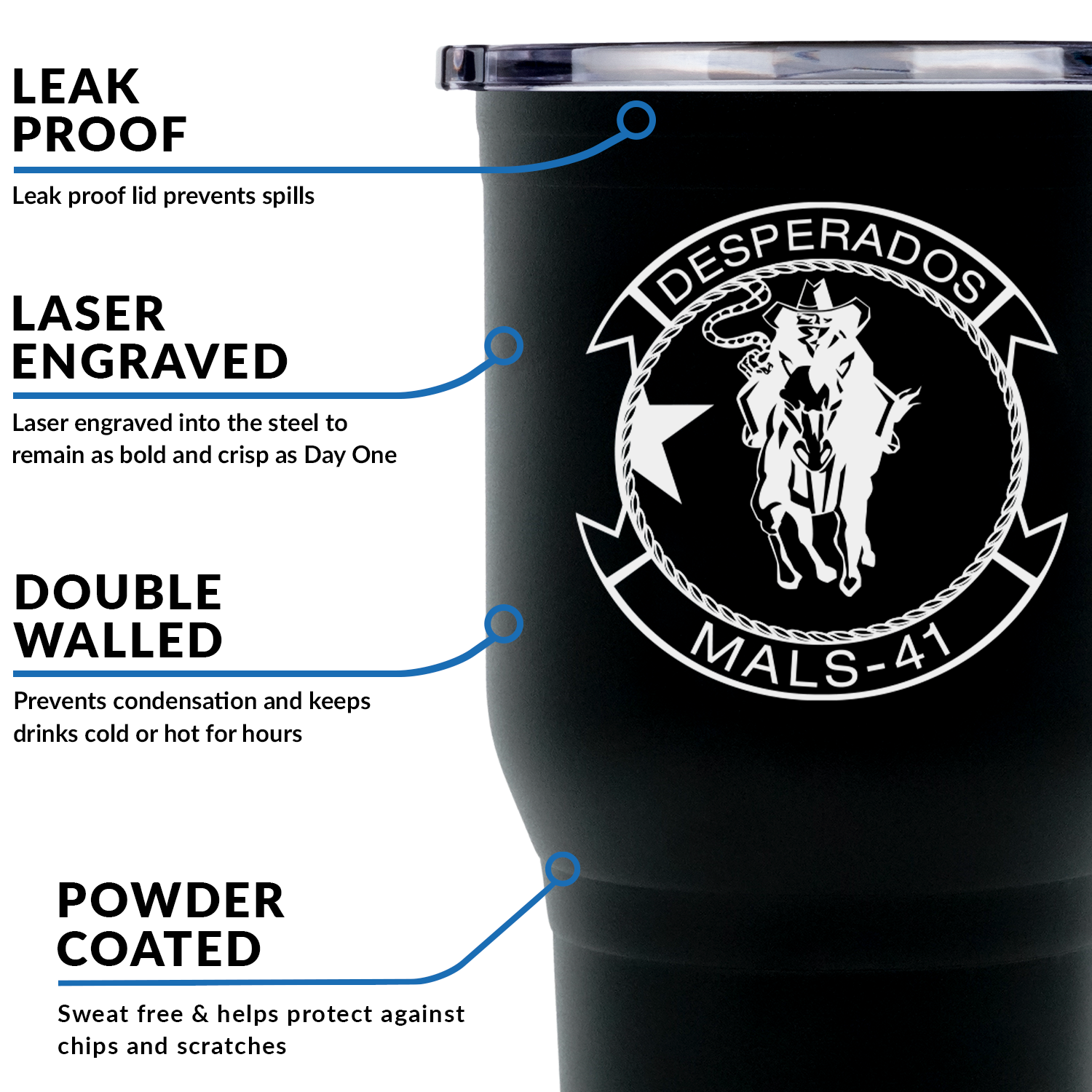 MALS-41 USMC Unit Logo Tumblers- 30 OZ