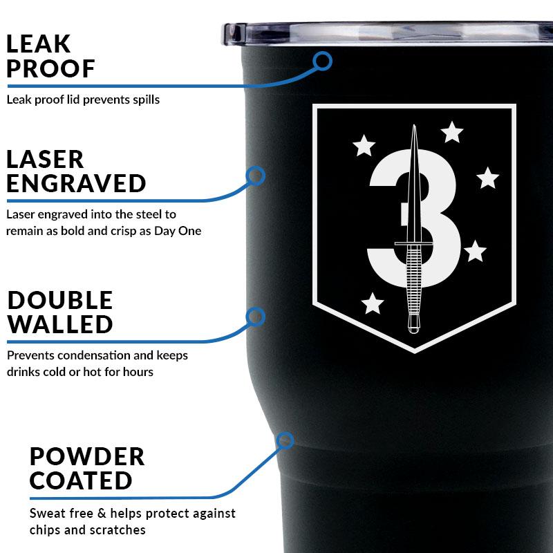 3rd MSOB USMC Unit logo tumbler, 3rd Marine Special Forces coffee cup, 3rd MSOB USMC, Marine Corp gift ideas, USMC Gifts for women