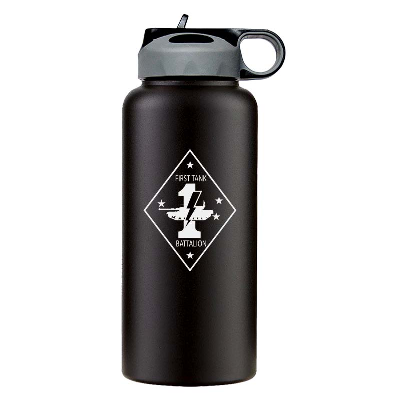First Tank Battalion USMC Unit logo water bottle, 1st Tank Battalion hydroflask, 1st Tank Bn USMC, Marine Corp gift ideas, USMC Gifts for women flask, big USMC water bottle, Marine Corp water bottle