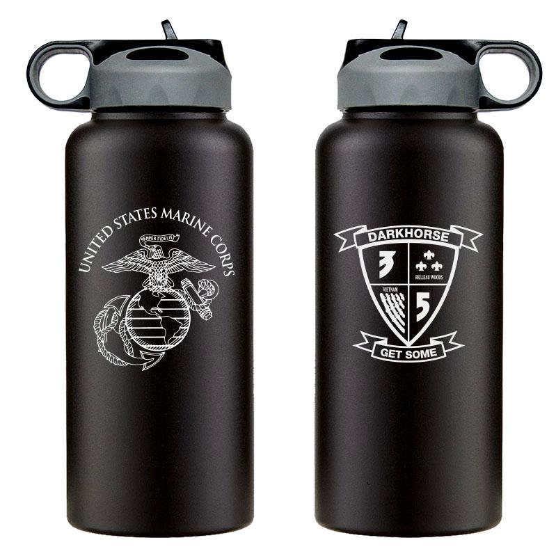 3rd Battalion 5th Marines logo water bottle, 3rd Battalion 5th Marines hydroflask, 3d Battalion 5th Marines USMC, Marine Corp gift ideas, USMC Gifts for women flask, big USMC water bottle, 32 ounce Marine Corp water bottle