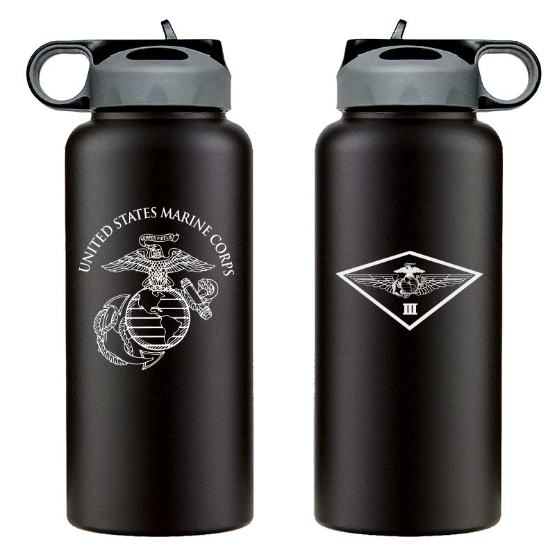 3rd MAW USMC Unit Logo water bottle, 3rd Marine Aircraft Wing USMC Unit Logo hydroflask, 3rd MAW USMC, Marine Corp gift ideas, USMC Gifts for women or men flask, big USMC water bottle, Marine Corp water bottle