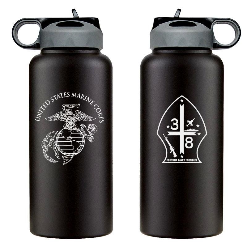 3rd Battalion 8th Marines logo water bottle, 3rd Battalion 8th Marines hydroflask, 3d Battalion 8th Marines USMC, Marine Corp gift ideas, USMC Gifts for women flask, big USMC water bottle, 32 ounce Marine Corp water bottle