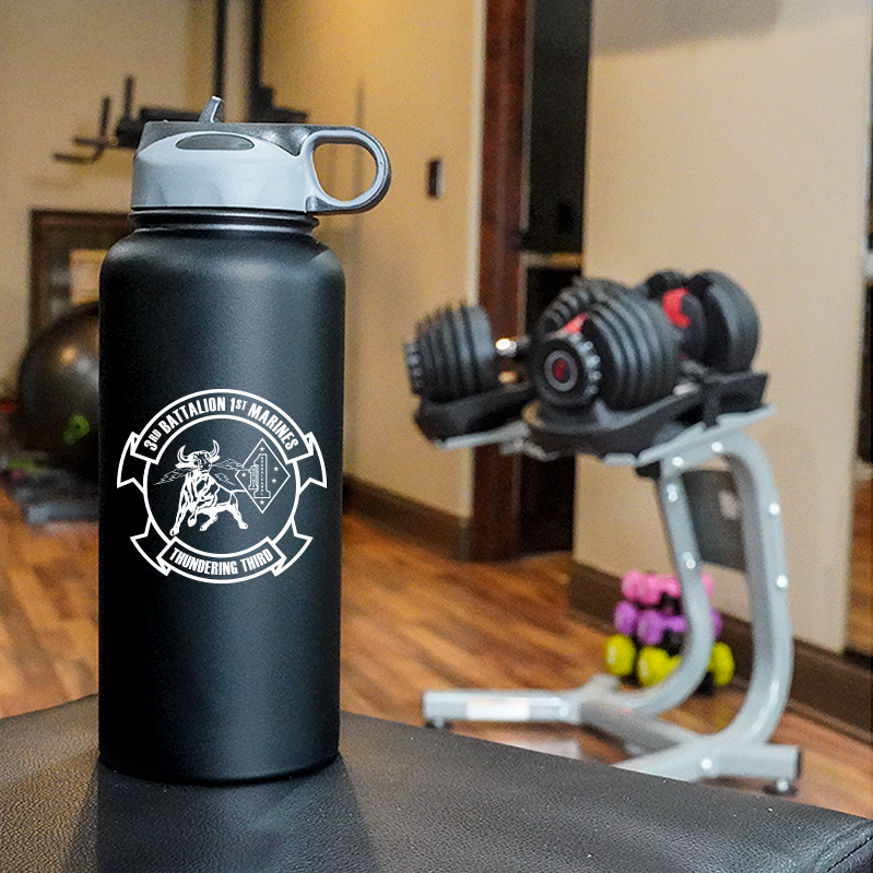 Third Battalion First Marines Unit Logo water bottle, 3d Bn 1st Marines hydroflask, 3/1 Marines, USMC, Marine Corp gift ideas, USMC Gifts for men or women 32 Oz