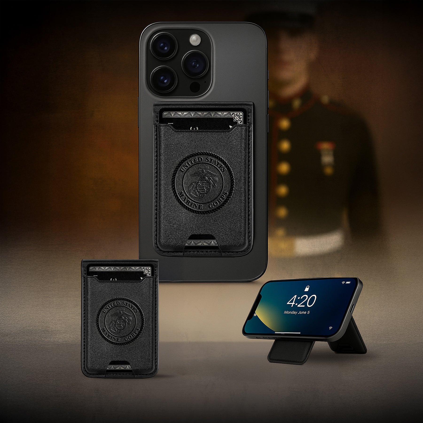 USMC leather Iphone Wallet