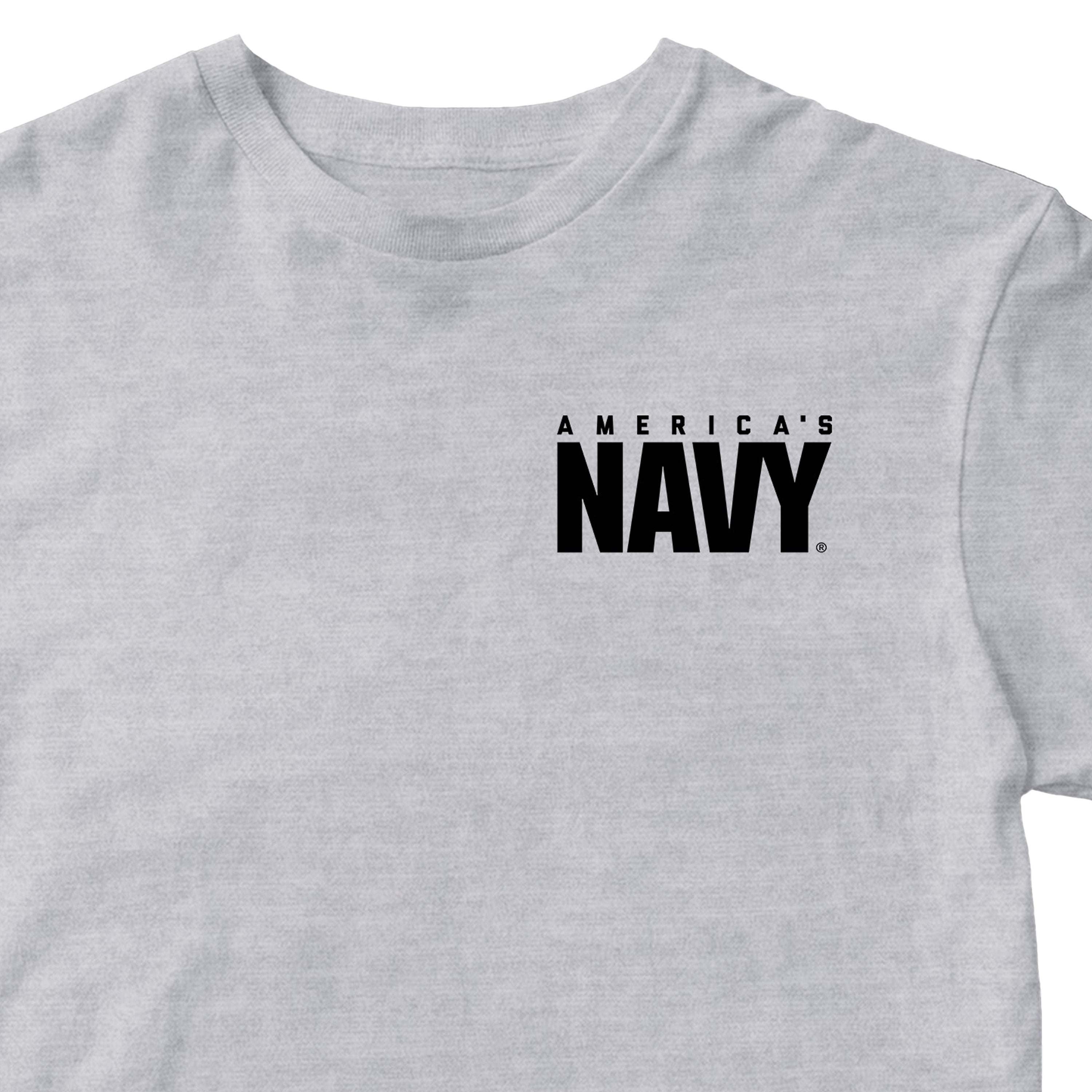 Gray t-shirt with 'America's Navy' chest seal
