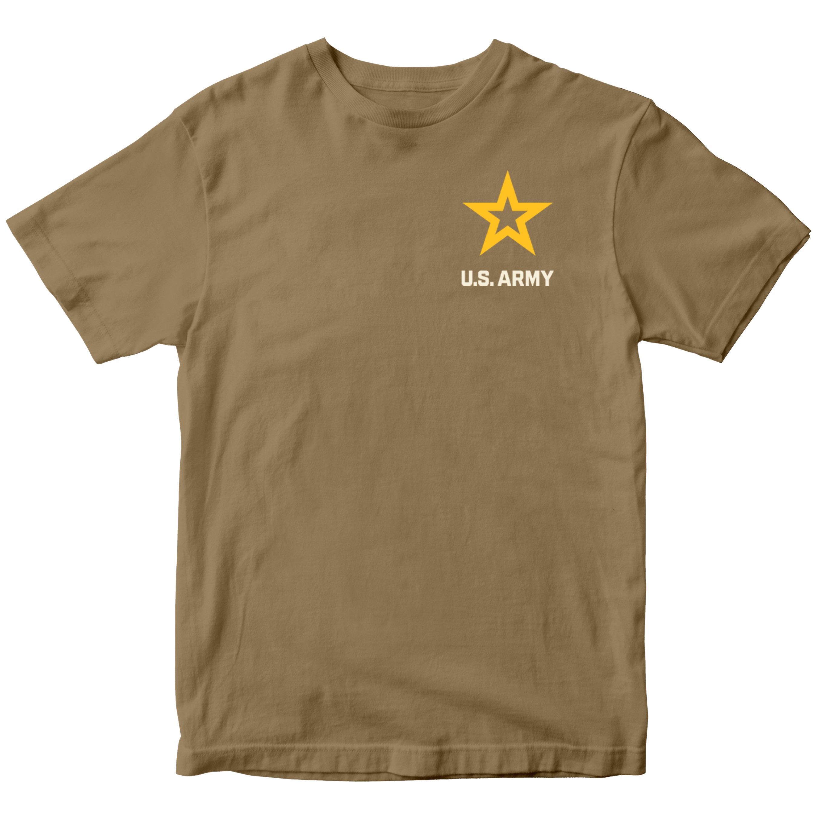 Army T-shirt with U.S. Army star emblem. Brown Army Tee
