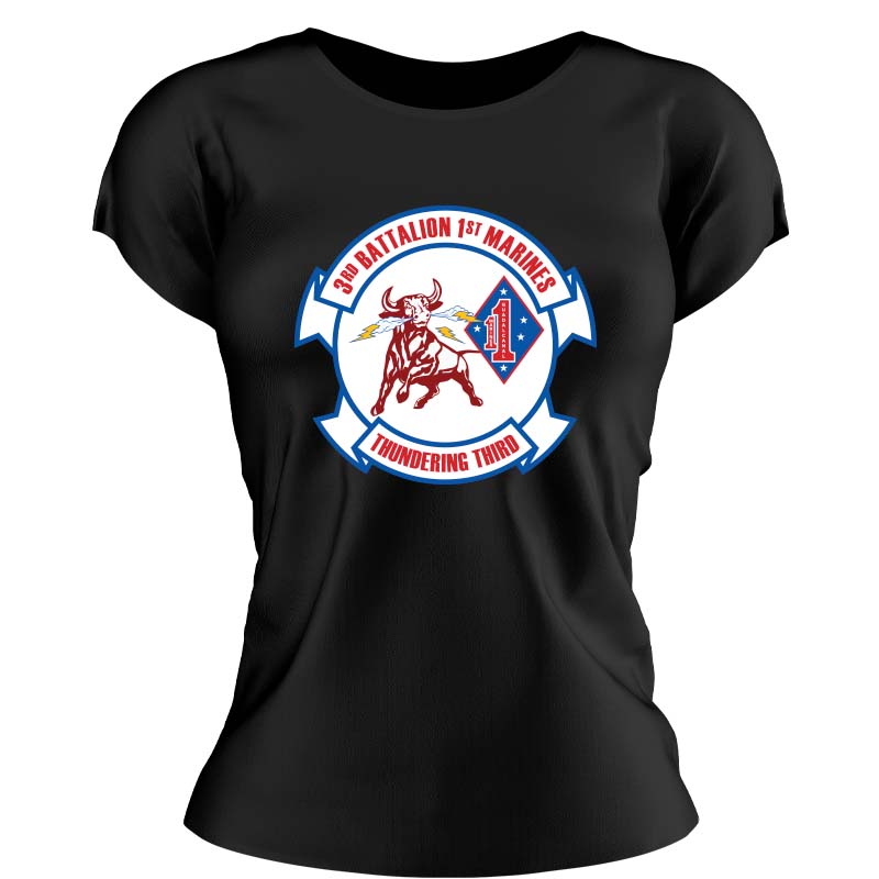 Third Battalion 1st marines (3/1) USMC Unit ladie's T-Shirt, 3rd Battalion 1st Marines USMC Unit Logo, USMC gift ideas for women, Marine Corp gifts for women 3d Bn 1st Marines
