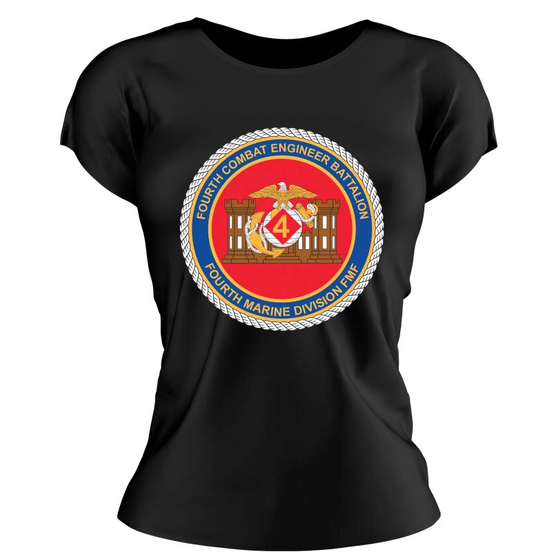 4th CEB USMC Unit ladie's T-Shirt, 4th CEB logo, USMC gift ideas for women, Marine Corp gifts for women