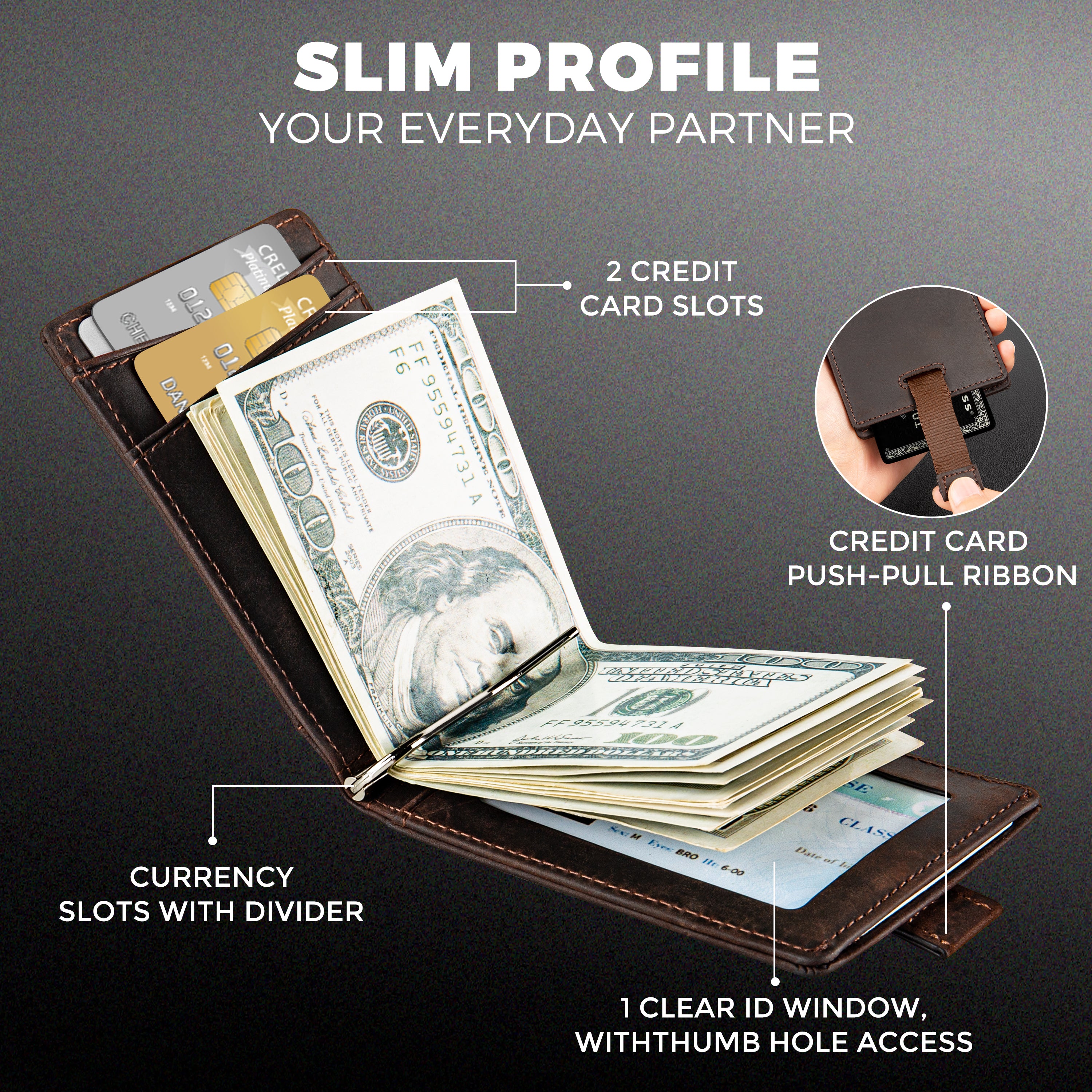 American Flag Genuine Leather RFID-Blocking Bi-Fold Wallet