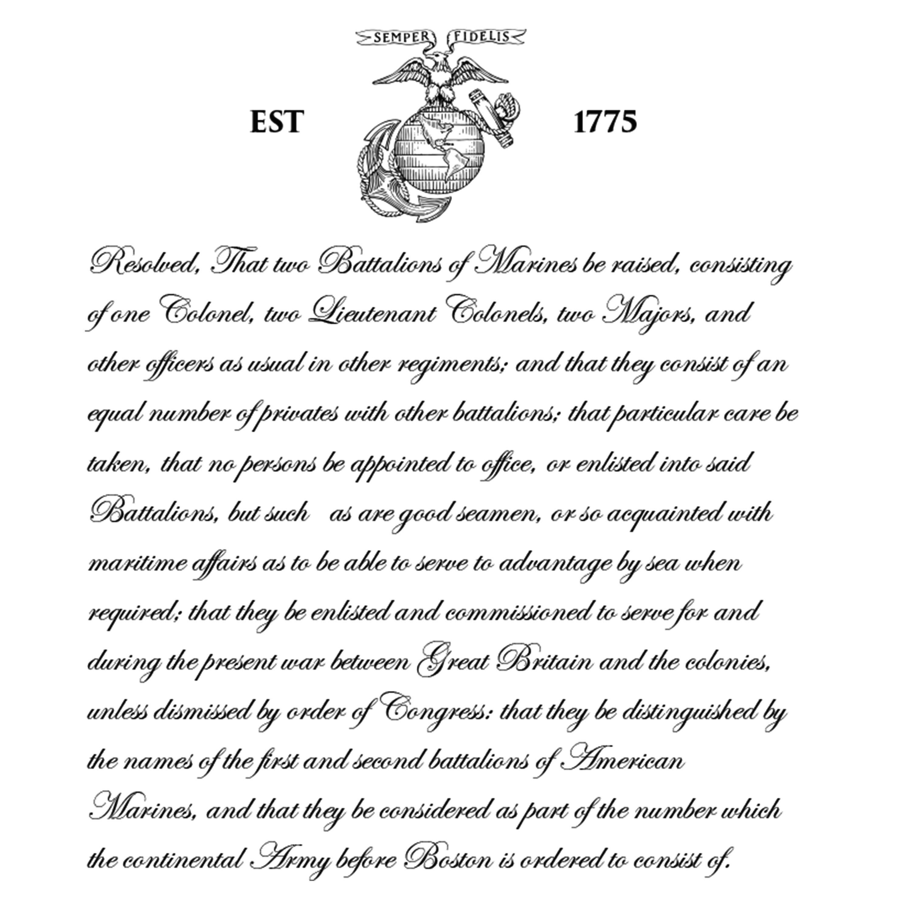 Continental Marines Act text