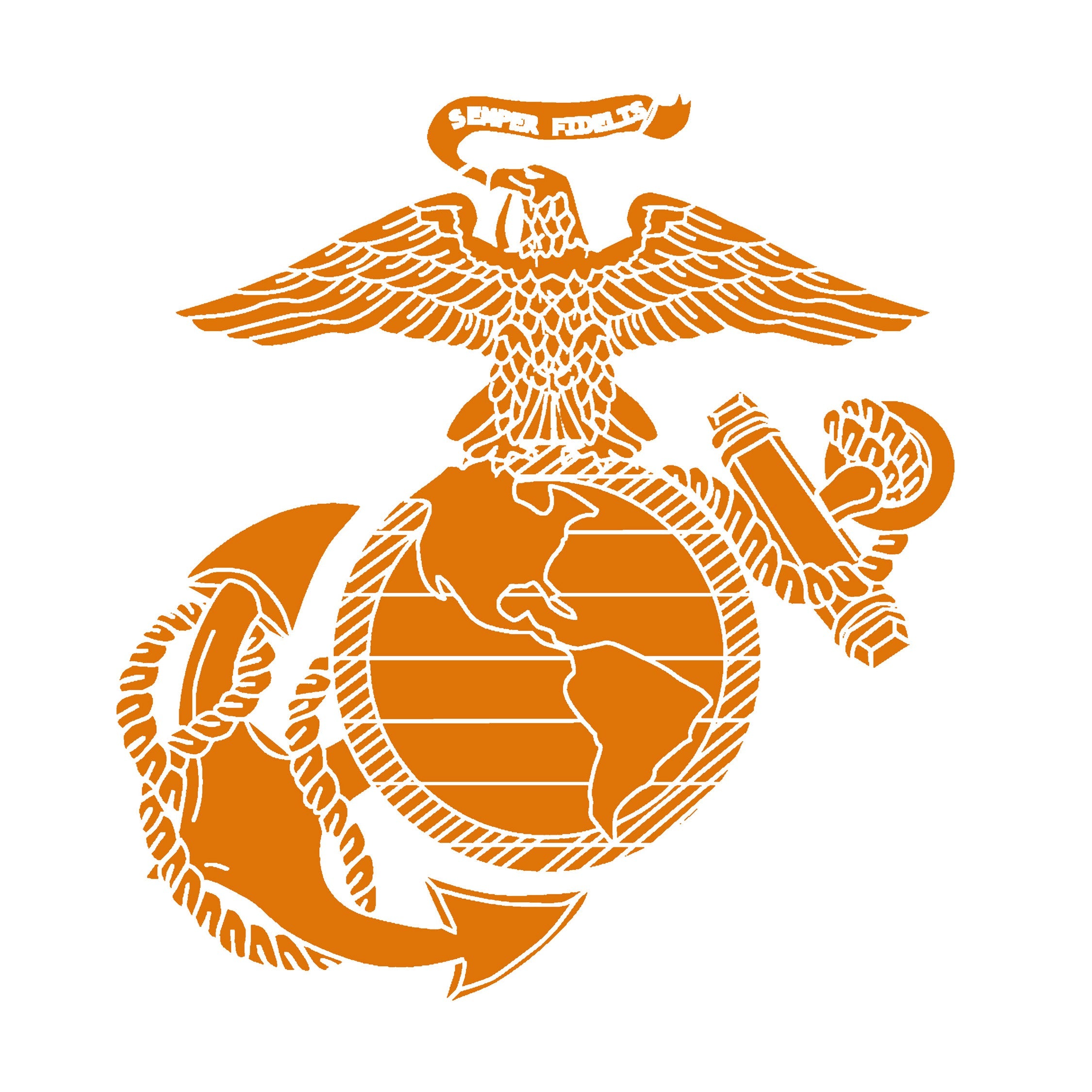 Orange emblem featuring an eagle, globe, and anchor. Marines Halloween Tee