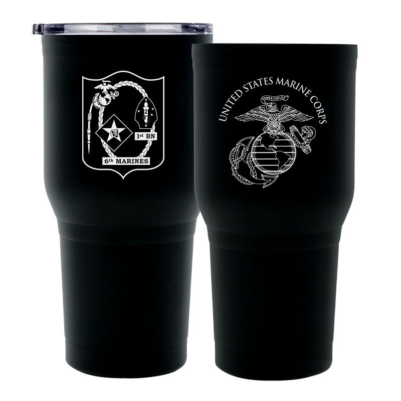 1st Bn 6th Marines logo tumbler, 1st Bn 6th Marines coffee cup, 1st Battalion 6th MarinesUSMC, Marine Corp gift ideas, USMC Gifts for women