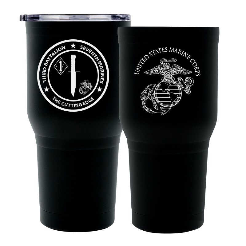 3rd Battalion 7th Marines logo tumbler, 3rd Battalion 7th Marines coffee cup, 3d Battalion 7th Marines USMC, Marine Corp gift ideas, USMC Gifts for women 30oz