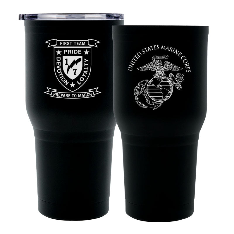 First Battalion Seventh Marines Unit Logo tumbler, 1/7 coffee cup, 1st Bn 7th Marines USMC, Marine Corp gift ideas, USMC Gifts for women 30oz
