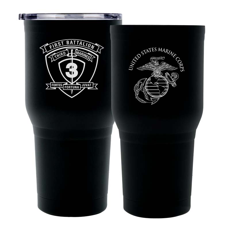 1st Battalion 3rd Marines USMC Unit Logo tumbler, 1st Battalion 3rd Marines (1/3 USMC Unit) coffee cup, 1st Battalion 3d Marines USMC, Marine Corp gift ideas, USMC Gifts for women