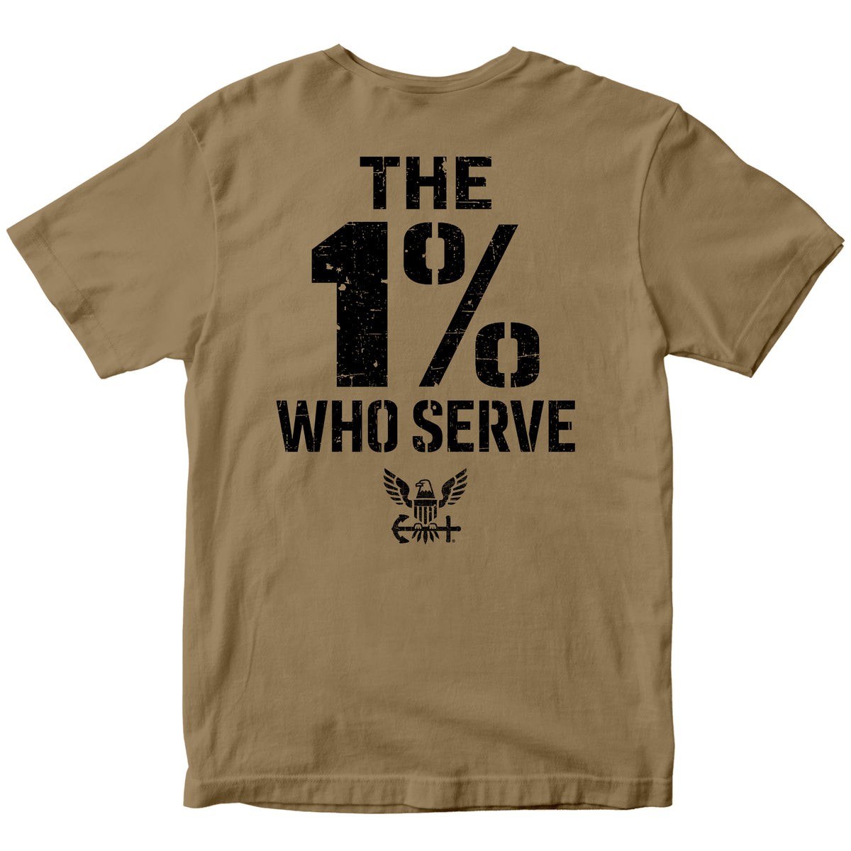 The 1% Who Serve Navy T-shirt. U.S. Navy patriotic T-shirt for Memorial Day and 4th of July with 1% who serve design.