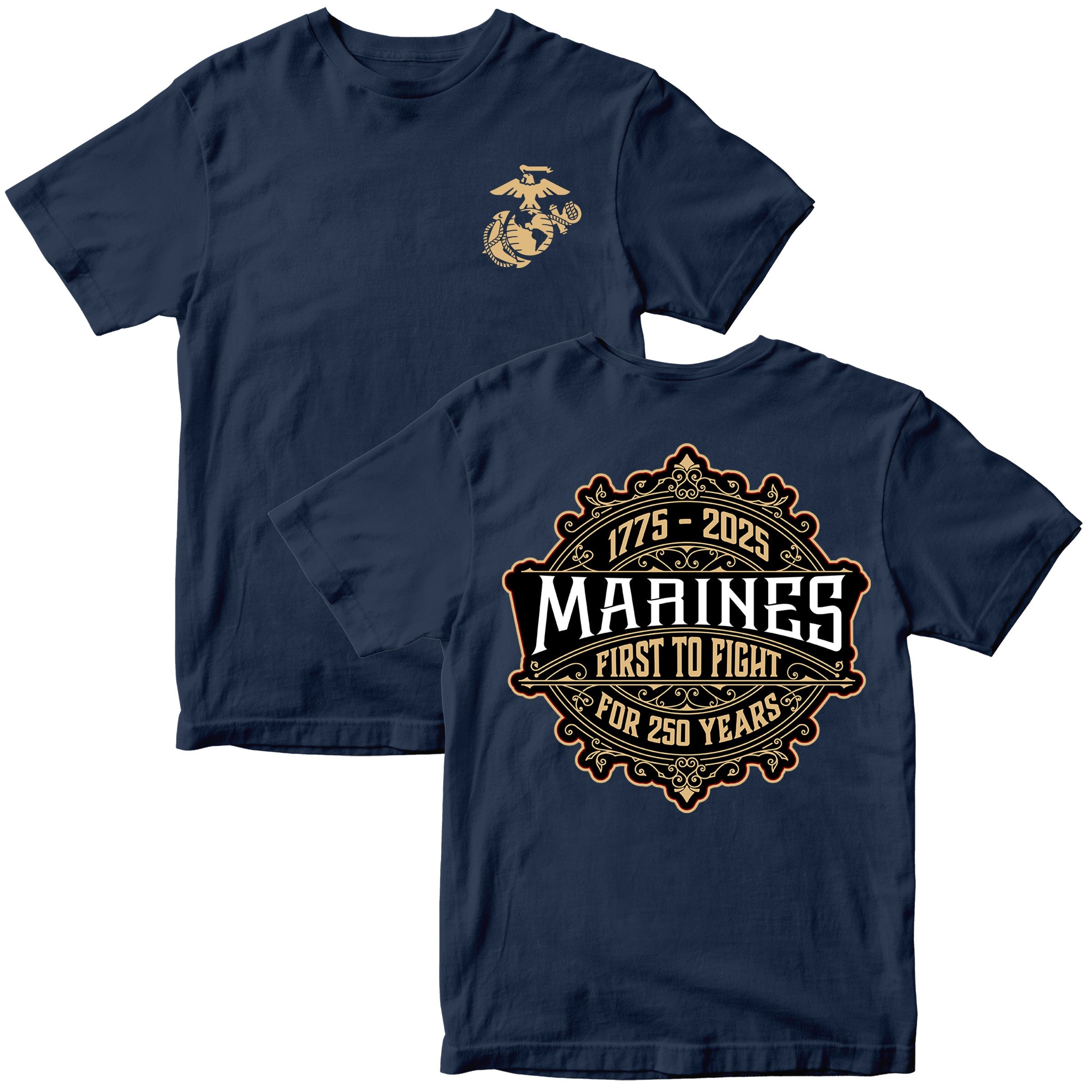Marines 250th Birthday Whiskey Label T-shirt