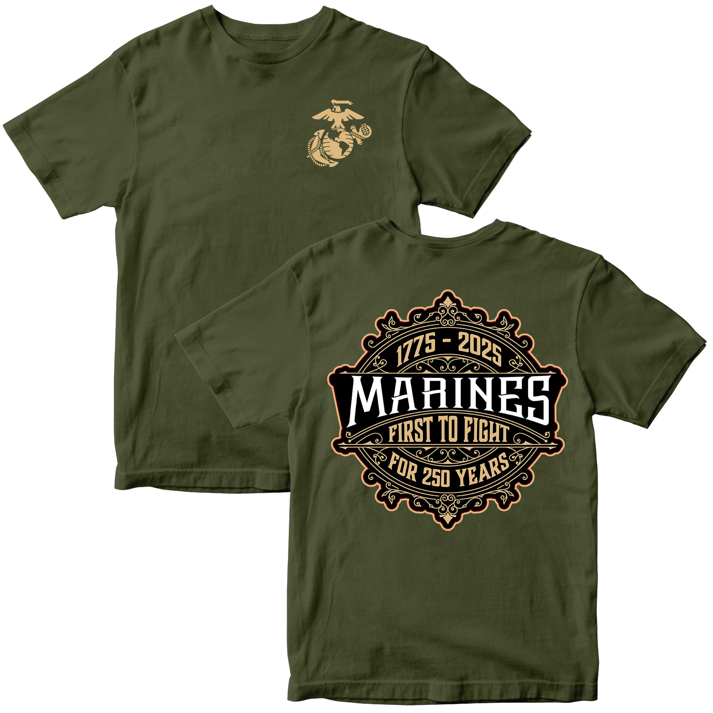 Marines 250th Birthday Whiskey Label T-shirt