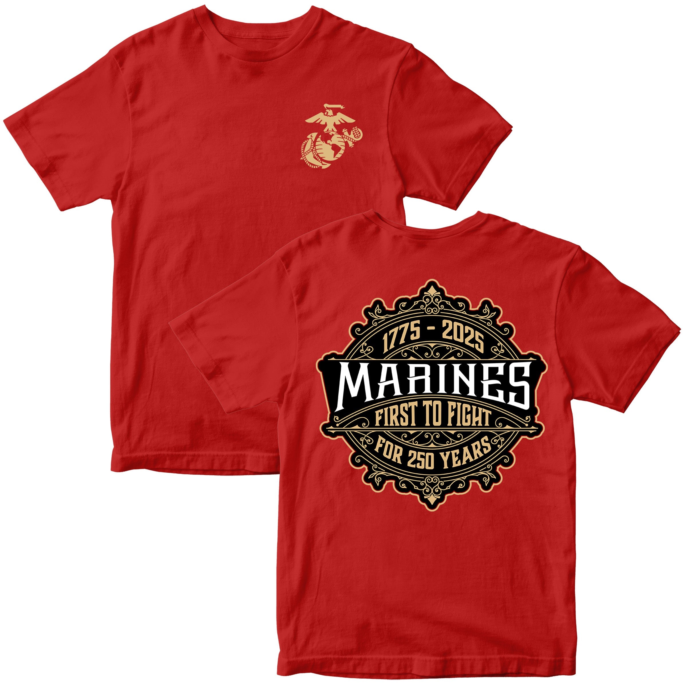 Marines 250th Birthday Whiskey Label T-shirt