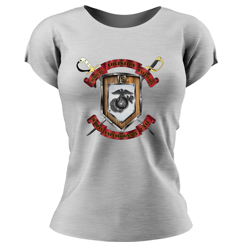 Combat Logistics Battalion 15 (CLB-15) Unit Logo Heather Grey Women's T-Shirt