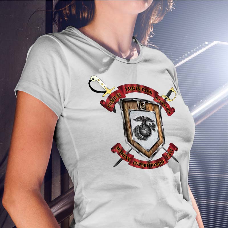 Combat Logistics Battalion 15 (CLB-15) Unit Logo Heather Grey Women's T-Shirt