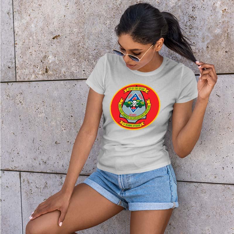 1st Light Armored Reconnaissance Battalion USMC Unit ladie's T-Shirt, 1st Light Armored Reconnaissance Bn logo, USMC gift ideas for women, Marine Corp gifts for women 1st Light Armored Reconnaissance Bn
