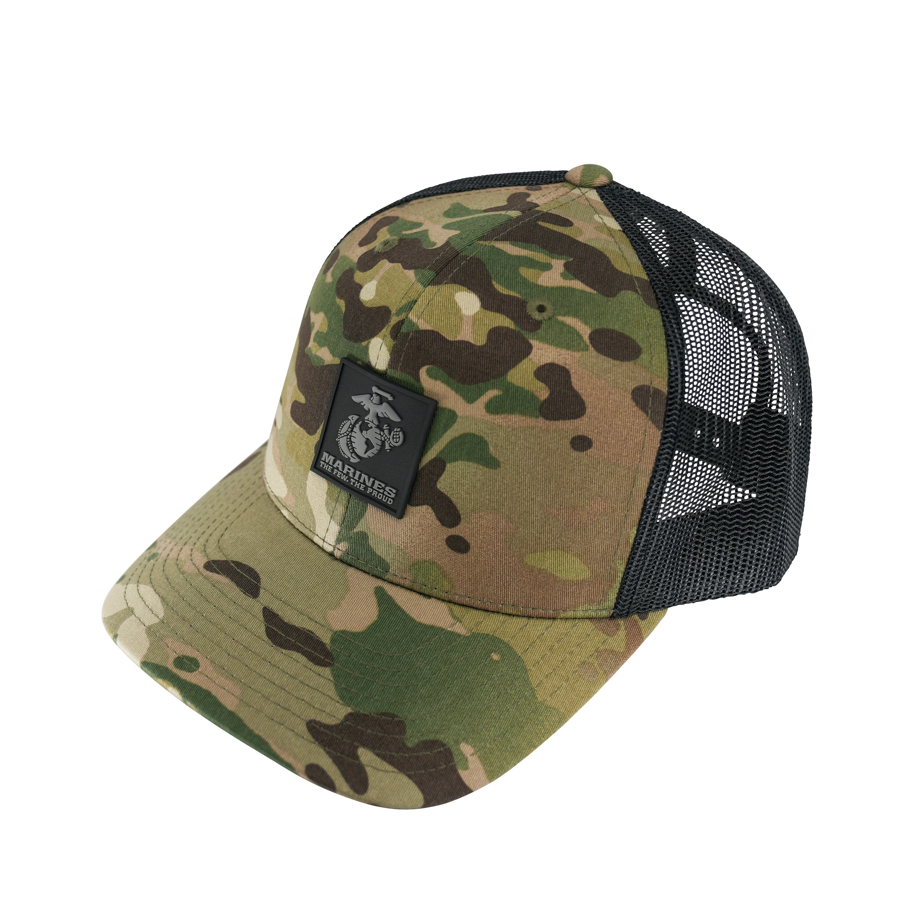 Marines Green Multicam Trucker Hat <br> Rubber EGA Patch Snapback
