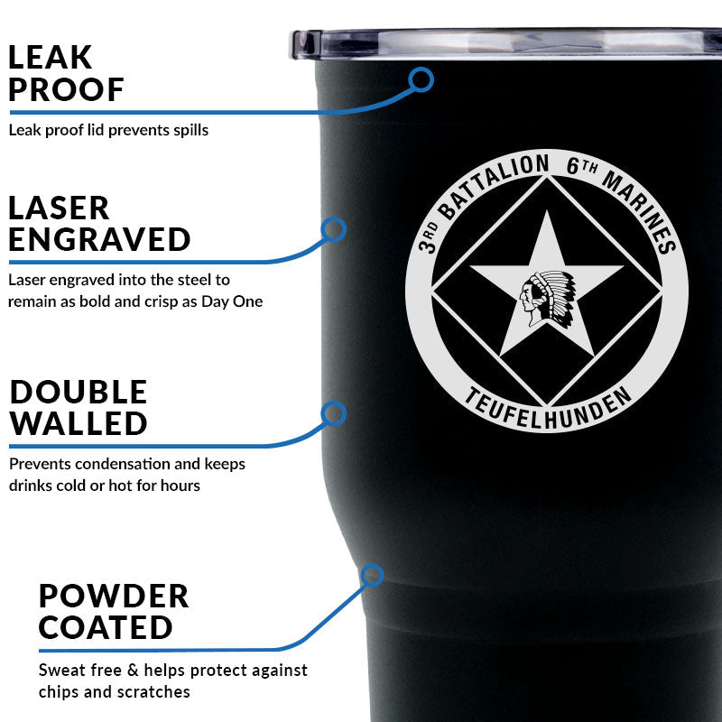 3rd Bn 6th Marines (3/6) USMC Stainless Steel Marine Corps Tumbler
