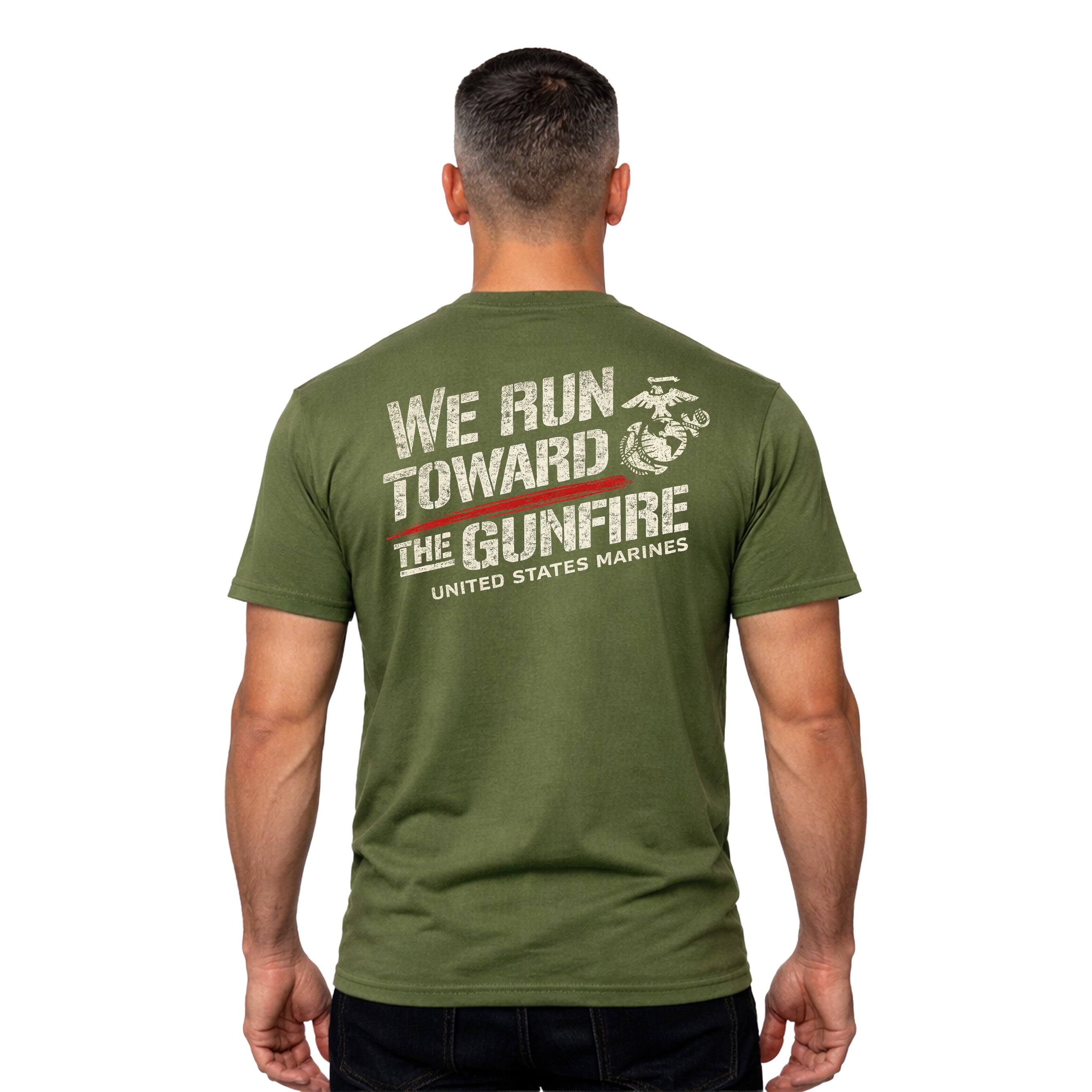 “We Run Toward the Gunfire” USMC T-Shirt