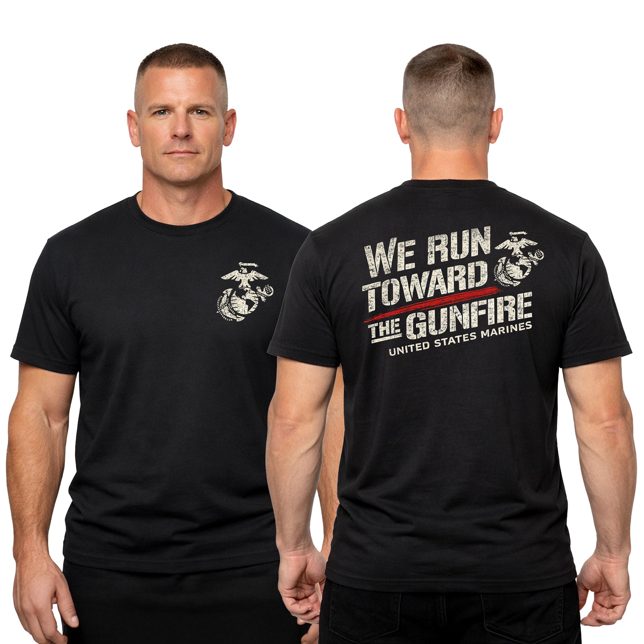 “We Run Toward the Gunfire” USMC T-Shirt