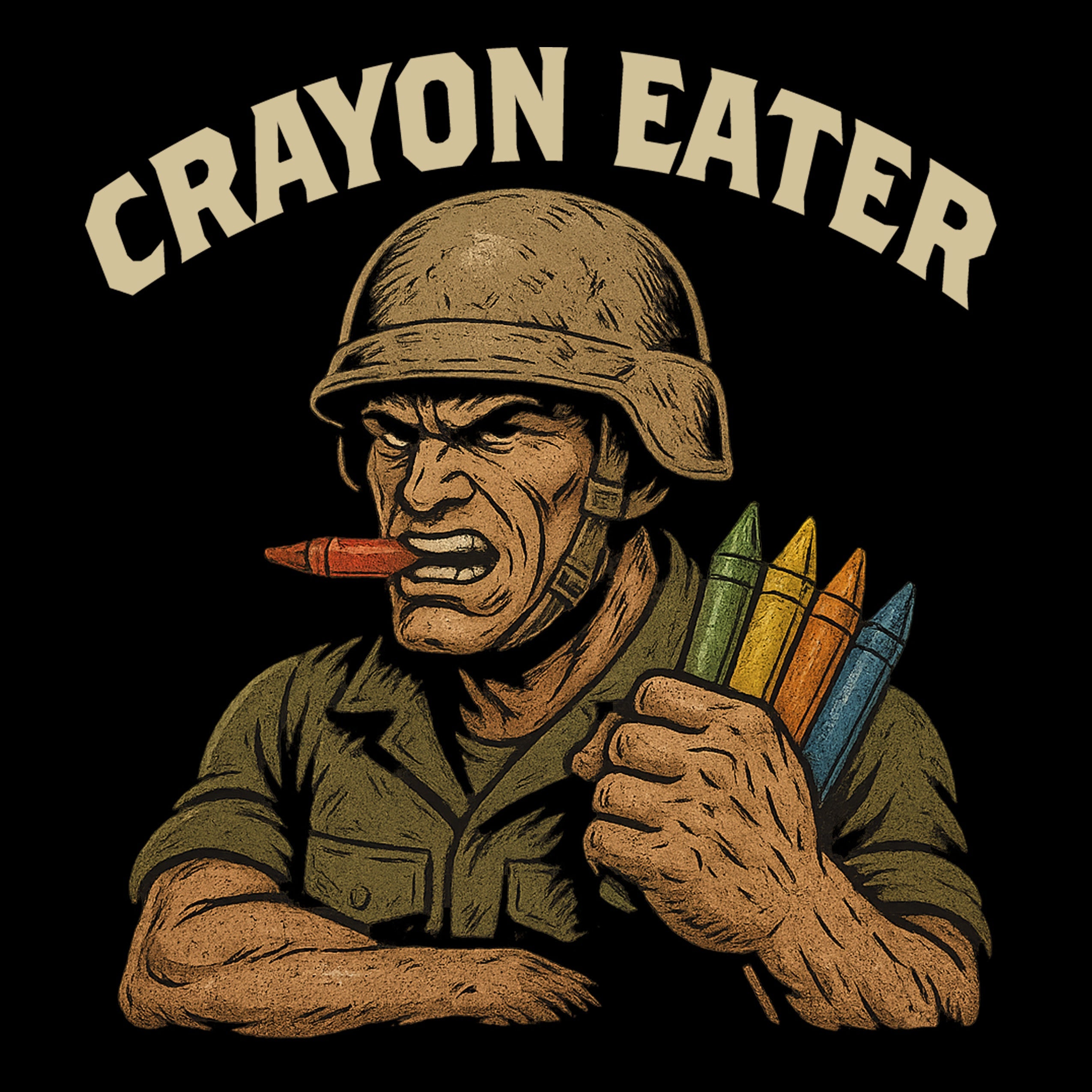 Marines Crayon Eater graphic. USMC Crayon meme