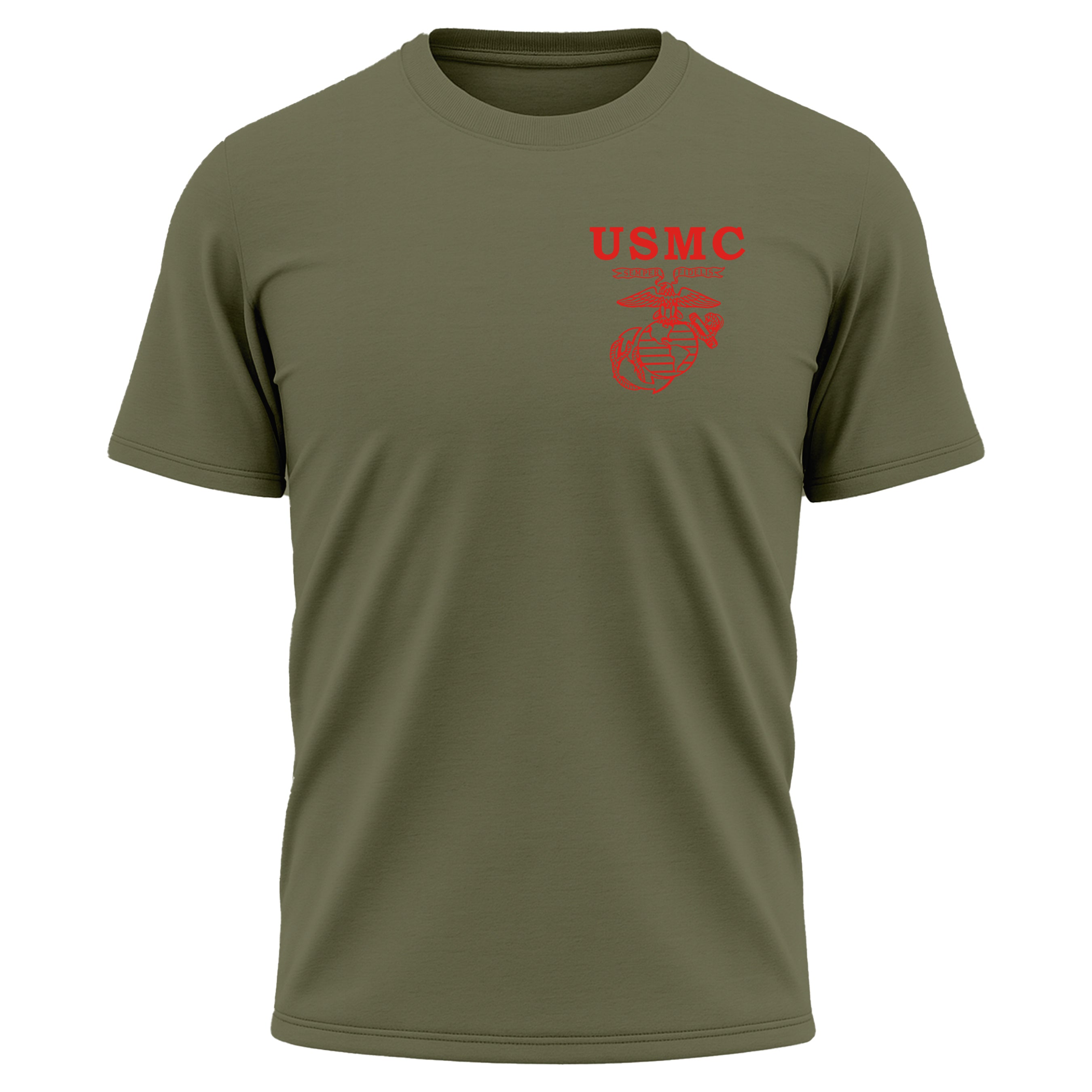 Green Marines Fight Club Performance Tee with chest EGA