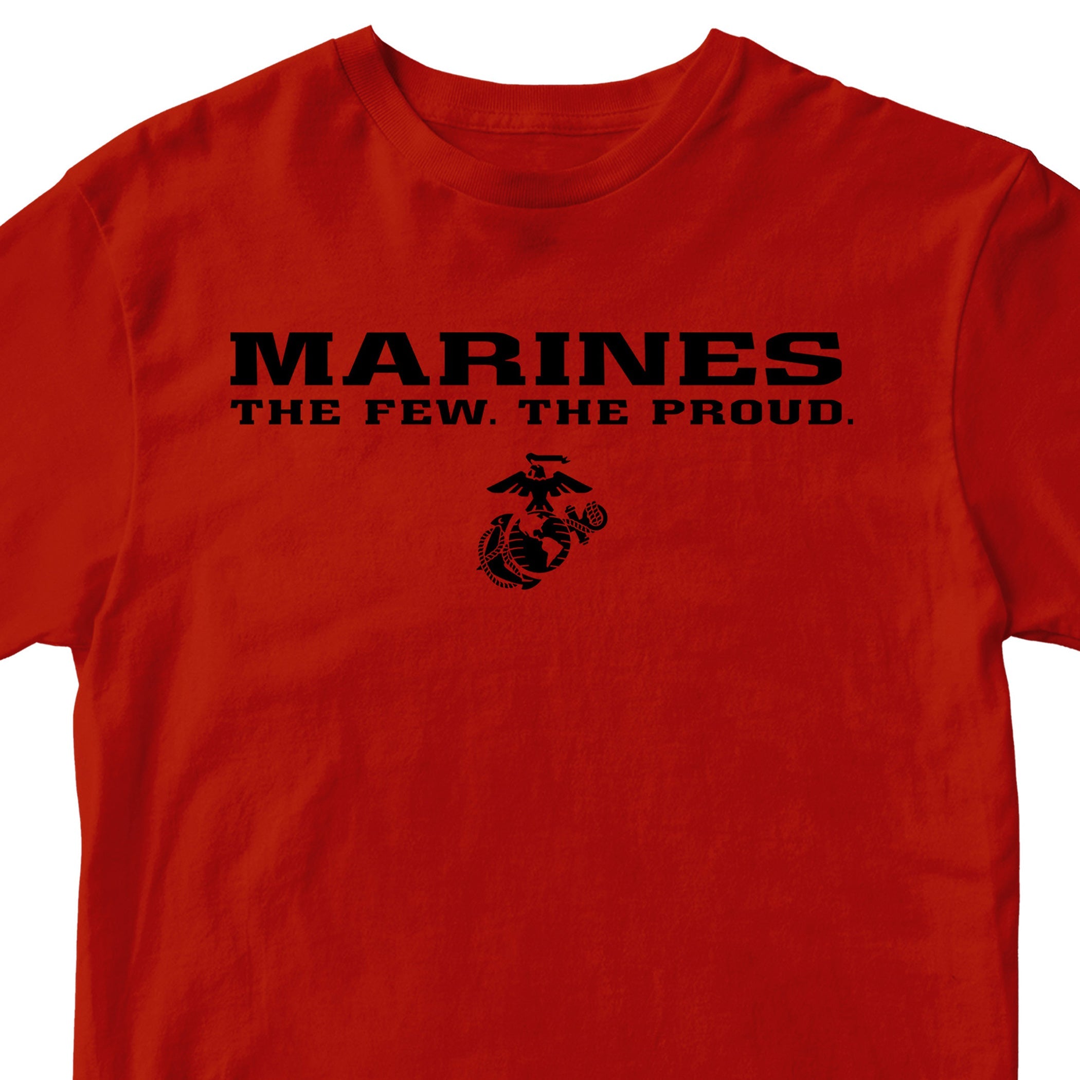 Marines The Few The Proud T-shirt with Eagle Globe and Anchor graphic red cotton tee