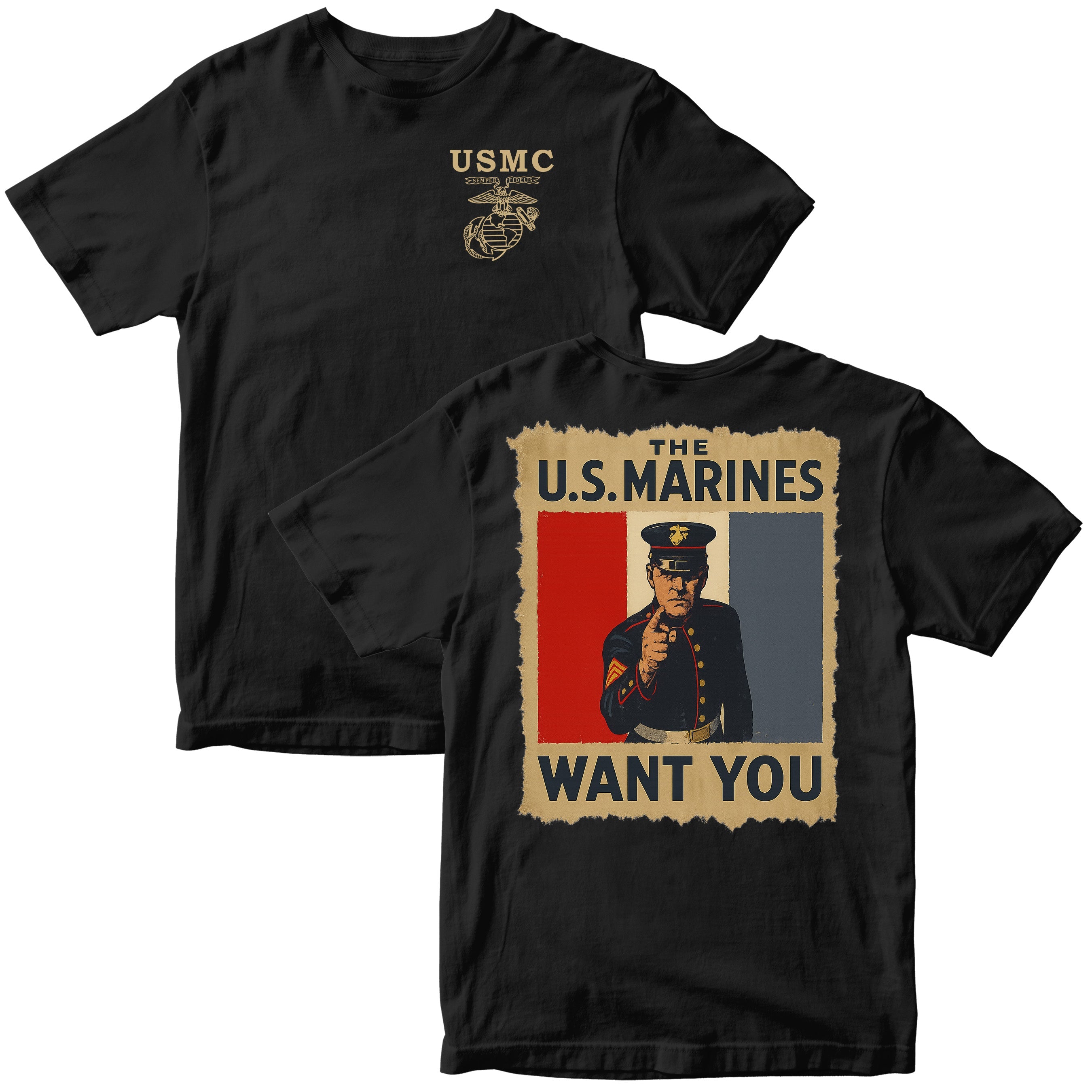 U.S. Marines "WANT YOU" Vintage Poster T-Shirt