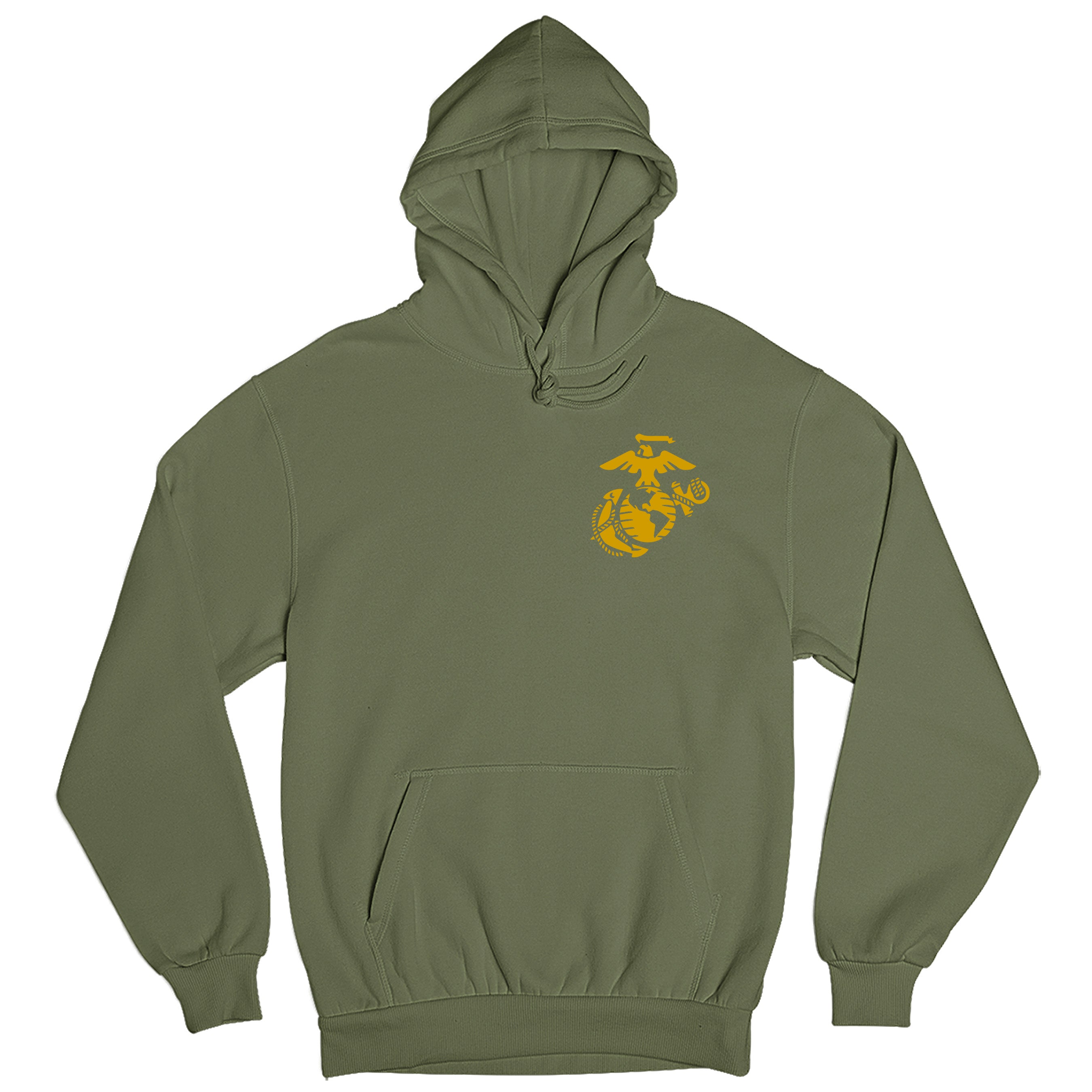 USMC 250th Birthday hoodie with front chest Eagle, Globe, and Anchor emblem