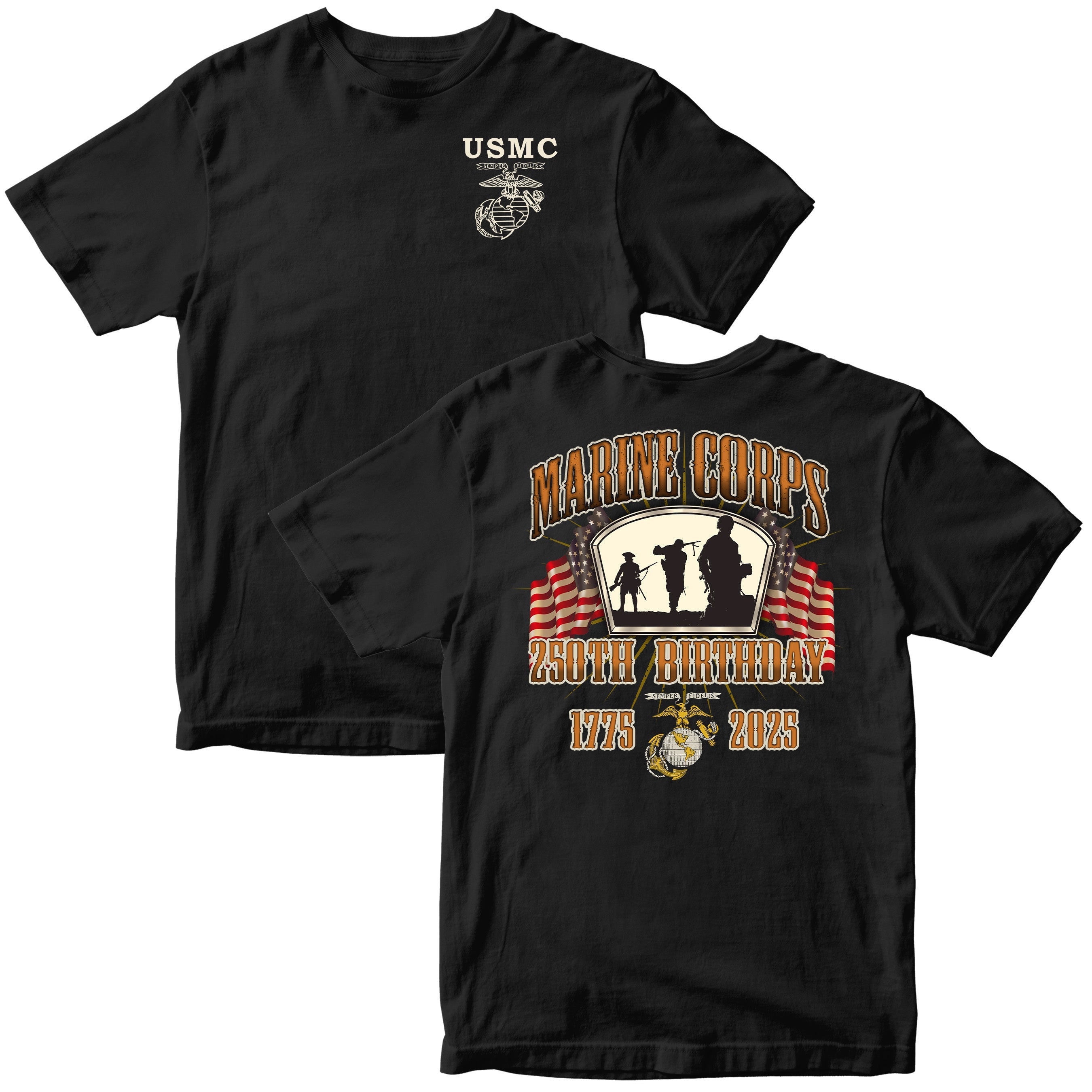 Marines 250th Birthday Flag T-Shirt