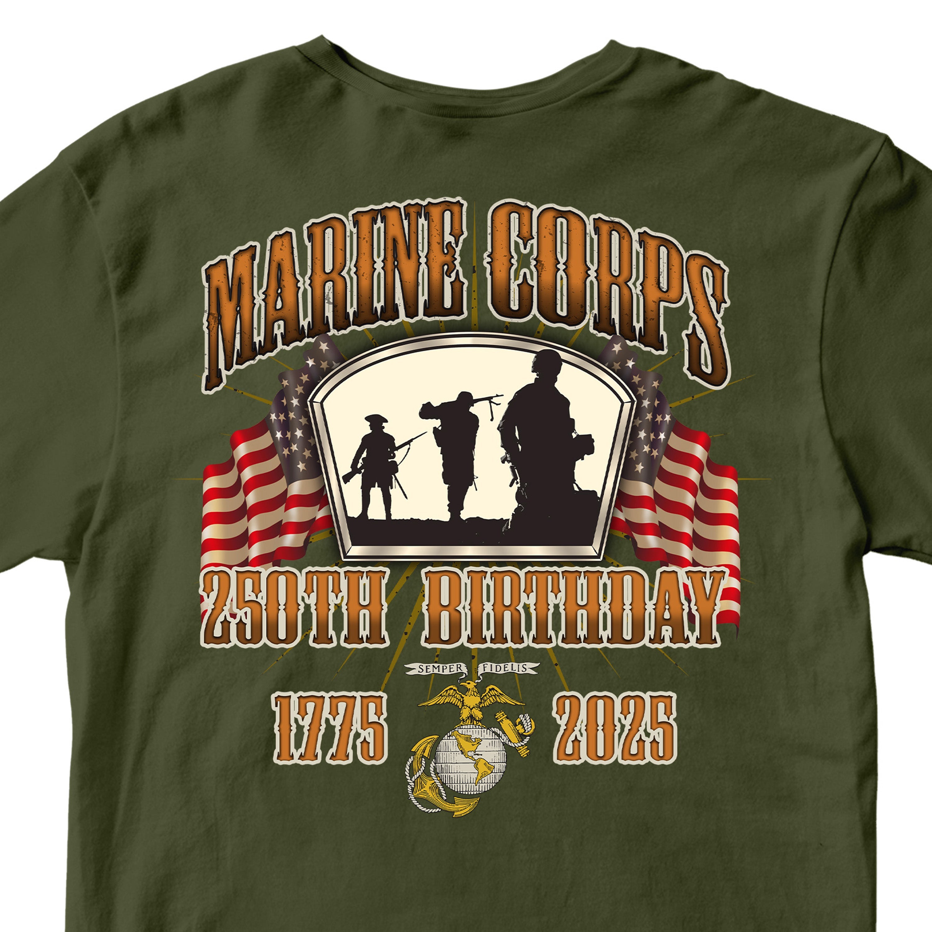 Marines 250th Birthday Flag T-Shirt
