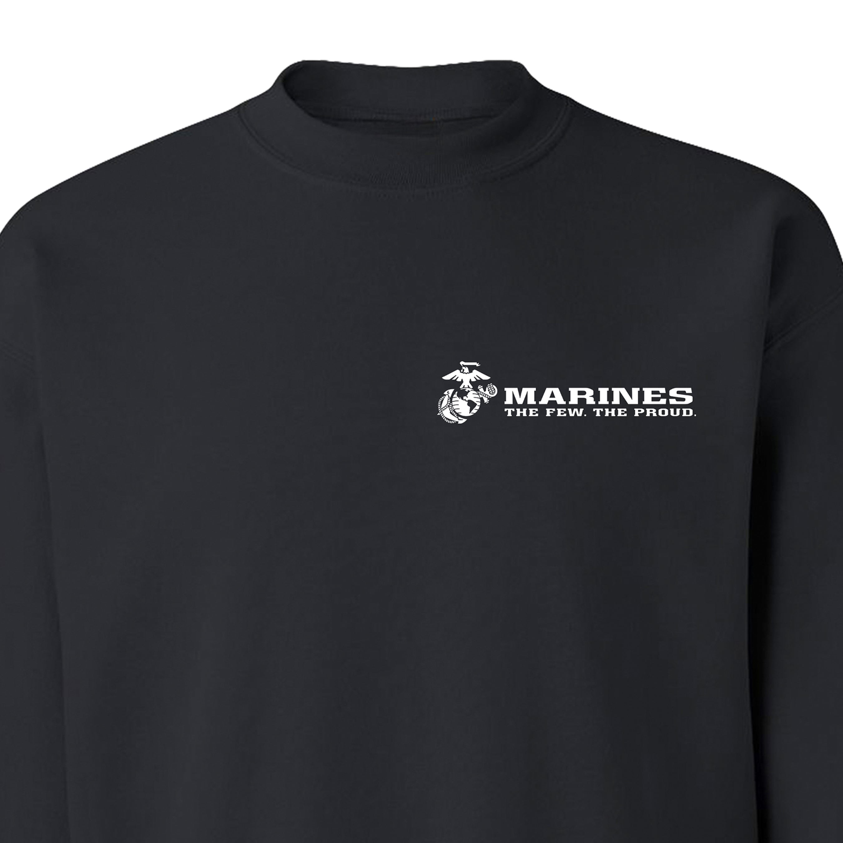 Black USMC Sweatshirt with Eagle Globe Anchor and The Few The Proud slogan