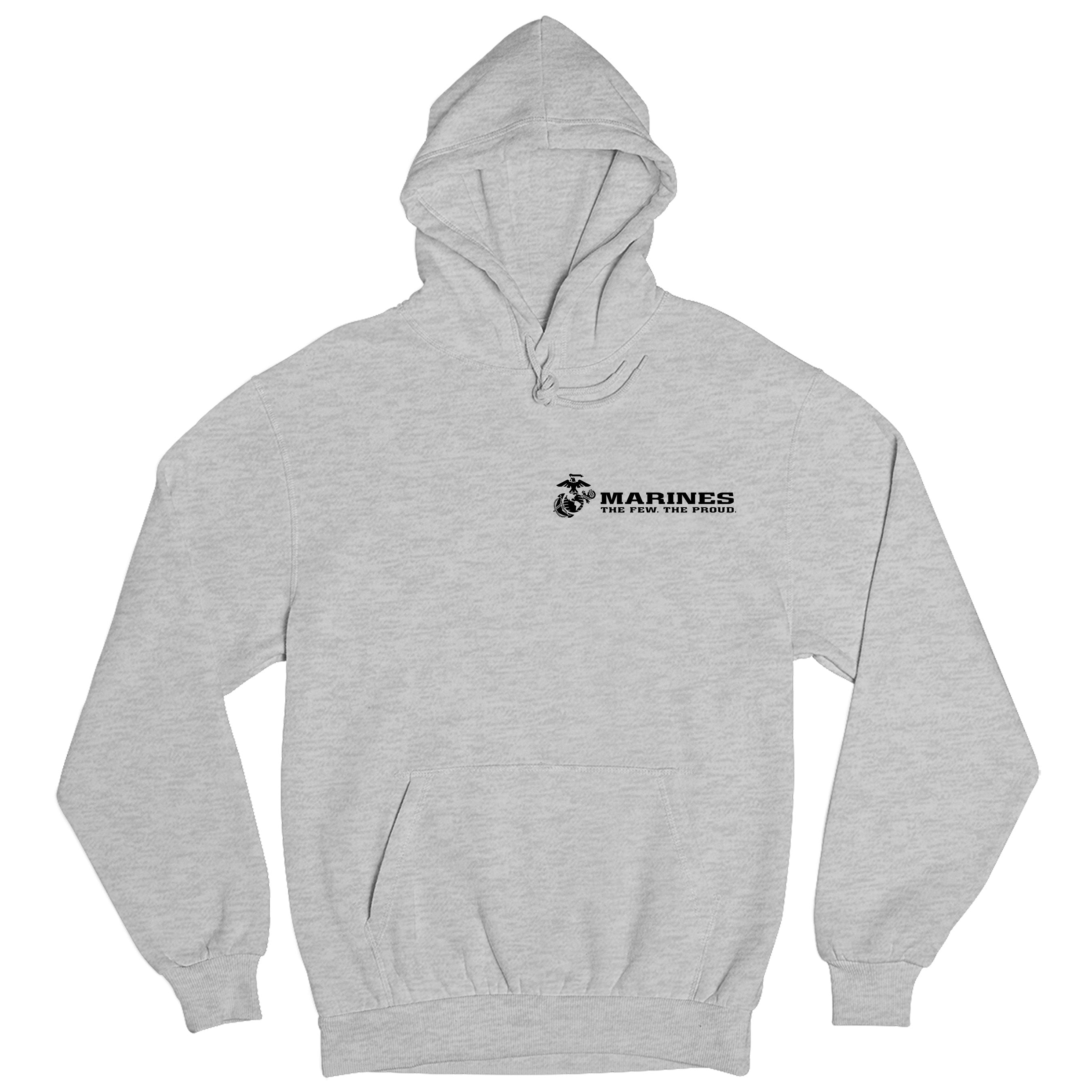 Gray USMC Hoodie with Eagle Globe Anchor and The Few The Proud slogan