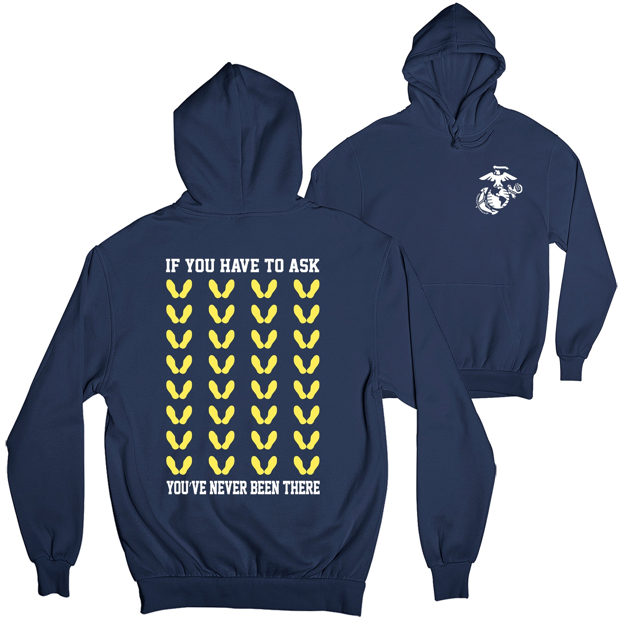 Navy Marines Yellow Footprints Hoodie. Marine Corps Recruit Depots (MCRD) Hoodie
