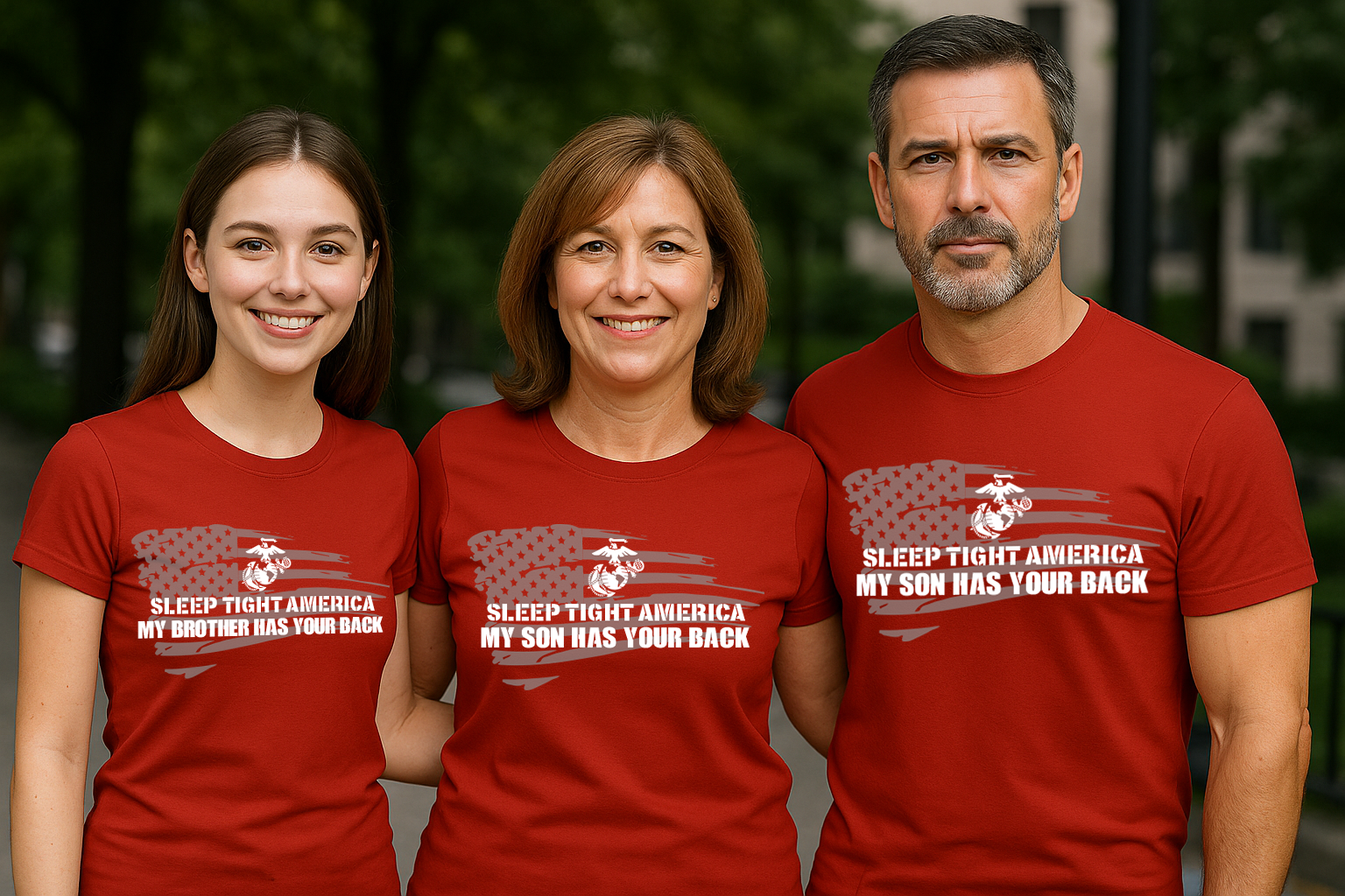 Women's "Sleep Tight America, My *Marine* Has Your Back" T-Shirt