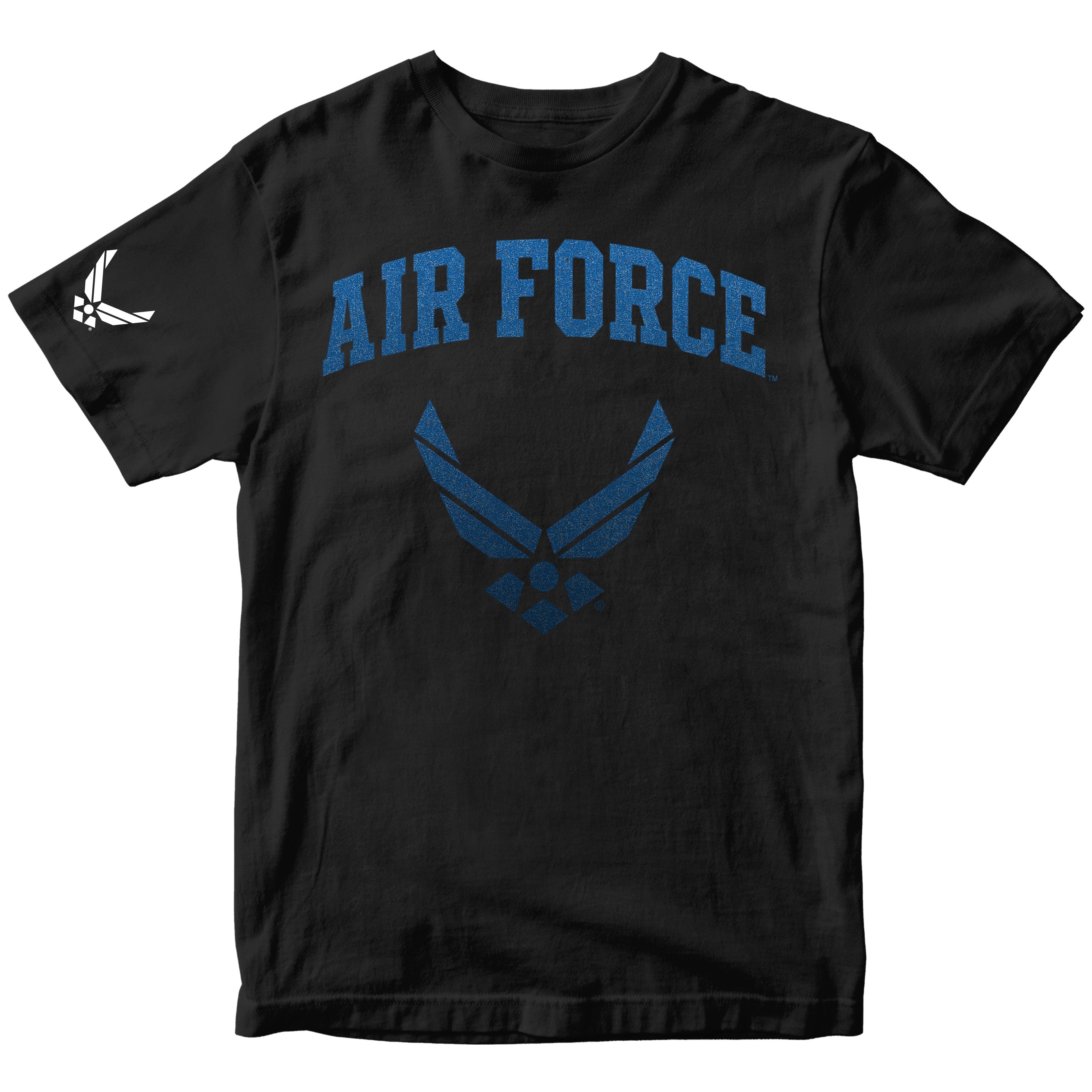 Black Air Force tee featuring gradient Wings logo. United States Air Force T-Shirt