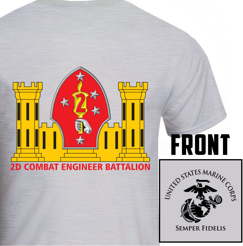 2nd Combat Engineer Battalion (2nd CEB) USMC Unit T-Shirt, 2nd CEB USMC Unit Logo, USMC gift ideas for men, Marine Corp gifts men or women 2D CEB, 2d Combat Engineer Bn