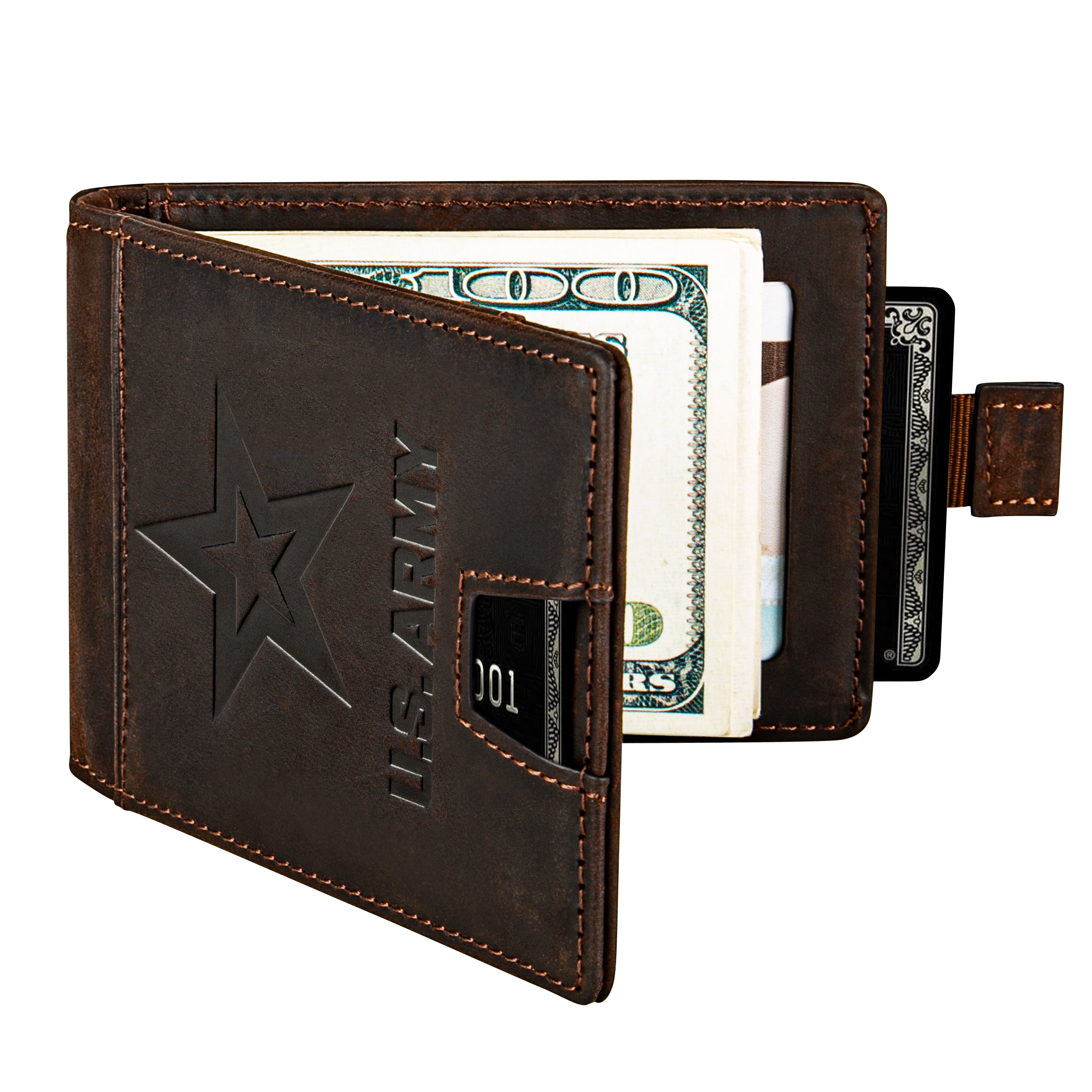 Army - Genuine Leather RFID Blocking Bi-Fold Wallet