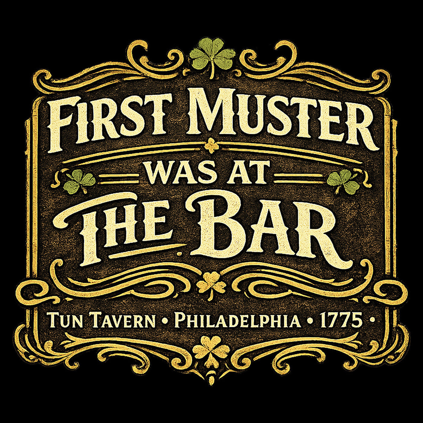 Marines Tun Tavern St. Patrick’s Day with ‘First Muster Was at the Bar’ graphic.